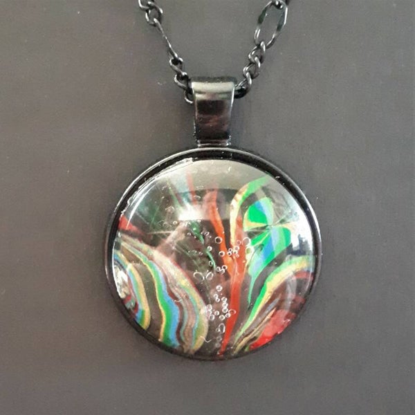 Unique Multi-colored round necklace hanger (with FREE chain) Product # ECMMcab2