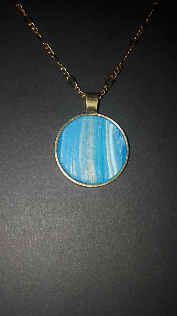 Unique ocean-colored round necklace hanger (with FREE chain) Product # AGCMB2