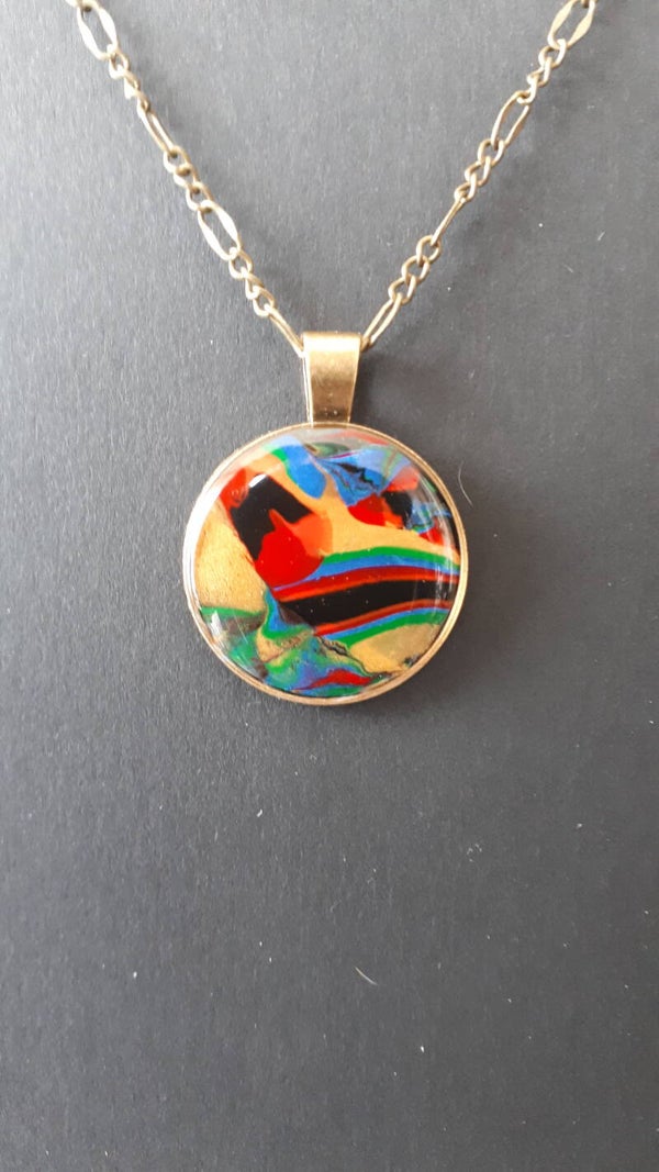 Unique multi-colored round necklace hanger (with FREE chain) Product # AGCMM1