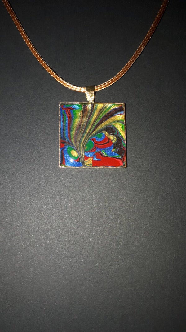 Unique multi-colored square necklace hanger (with FREE chain) Product # GSMM1
