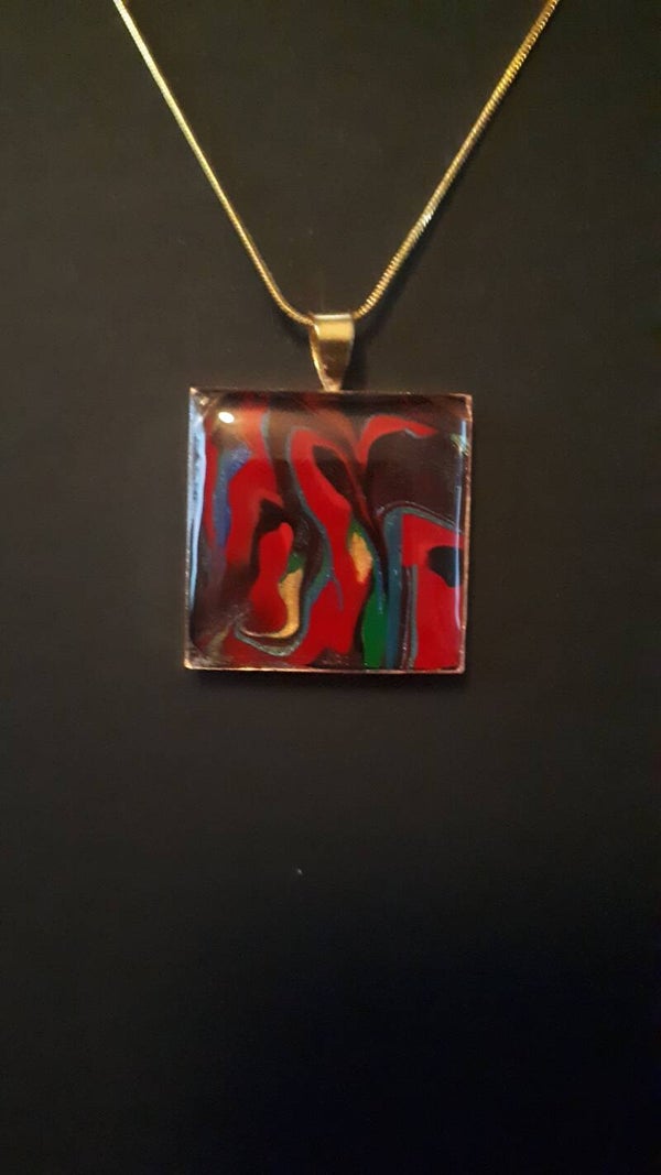 Unique multi-colored square necklace hanger (with FREE chain) Product # GSMM2