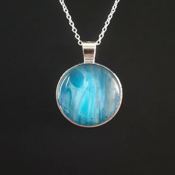 Unique ocean-colored round necklace hanger (with FREE chain) Product # SCMBcab1