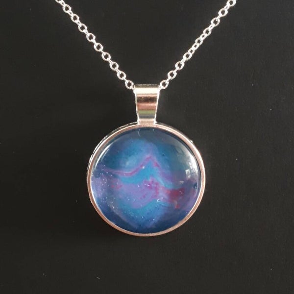 Unique ocean-colored round necklace hanger (with FREE chain) Product # SCMPcab2