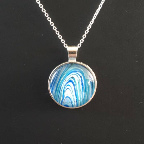 Unique White Water-colored round necklace hanger (with FREE chain) Product # SCMWWcab1