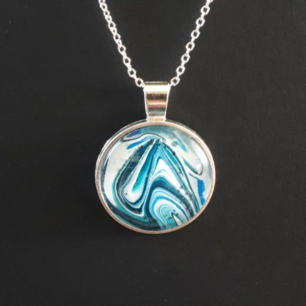 Unique White Water-colored round necklace hanger (with FREE chain) Product # SCMWWcab3