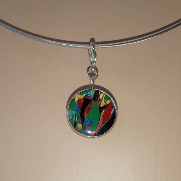 Unique multi-coloured circular necklace hanger (with FREE chain) Product # SCLSM1