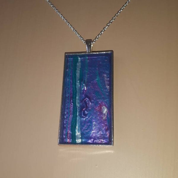 Metallic Pink and Purple rectangular necklace hanger (with FREE chain) Product # SRLP2