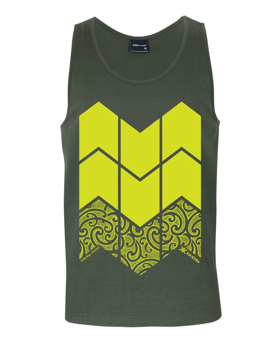 Kia Kitea Forestry Singlet - Cotton - Ope Kakariki/Army