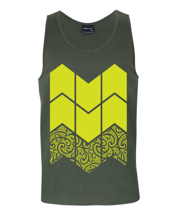 Kia Kitea Forestry Singlet - Cotton - Ope Kakariki/Army