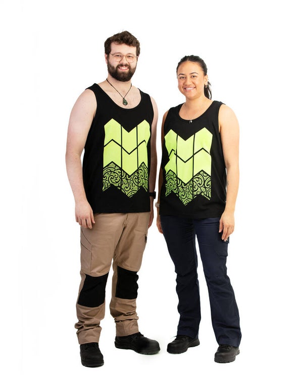 Kia Kitea Forestry Singlet - Cotton - Pango/Black
