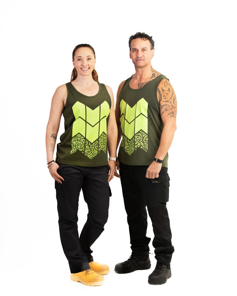 Kia Kitea Forestry Singlet - Cotton - Ope Kakariki/Army