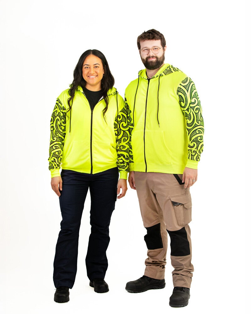 Kia Kitea Full Zip Fleece Hoodie - Kowhai/Fluoro Yellow