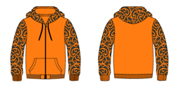 Kia Kitea Fleece Hoodie - Karaka/Fluoro Orange
