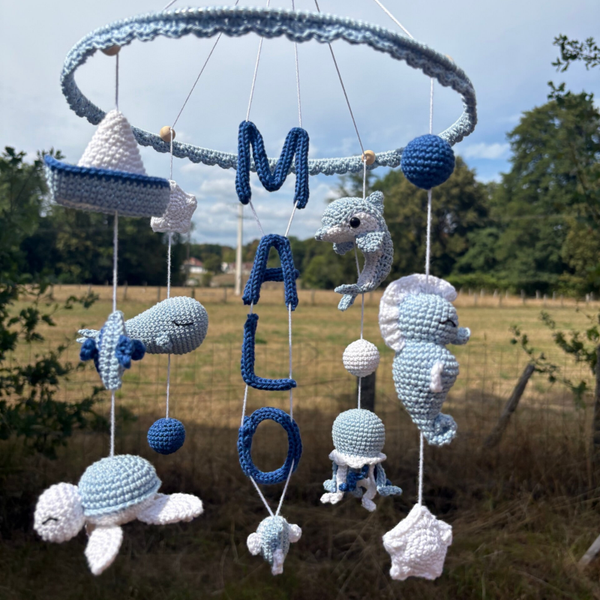 Mobile 25cm - 5 suspensions (prénom ou peluche au centre)