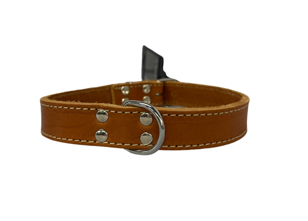 Halsband softleder - cognac/beige stiksel