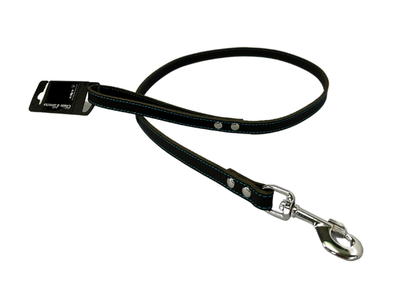 Leiband softleder - zwart/blauw stiksel