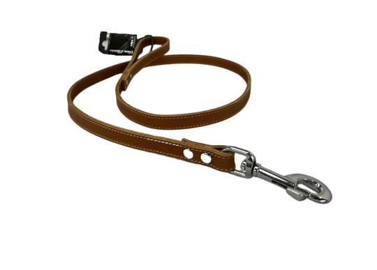 Leiband softleder - cognac/beige stiksel