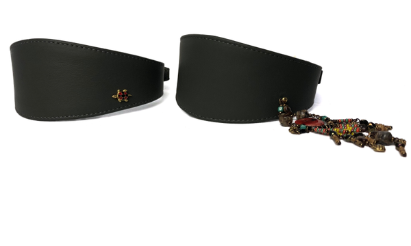 Leren halsband windhond - donkergrijs