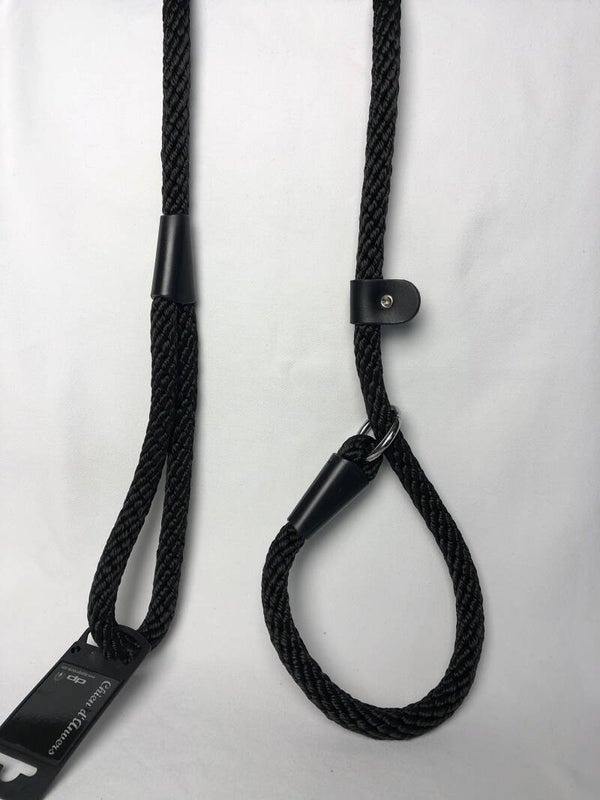 Gevlochten nylon leiband  - zwart