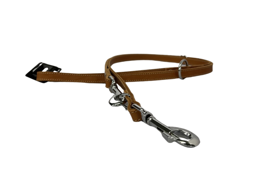 Politielijn softleder - cognac/beige stiksel