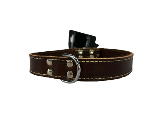 Halsband softleder - bruin/beige stiksel