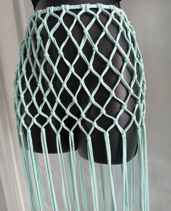 Jupe courte en macramé