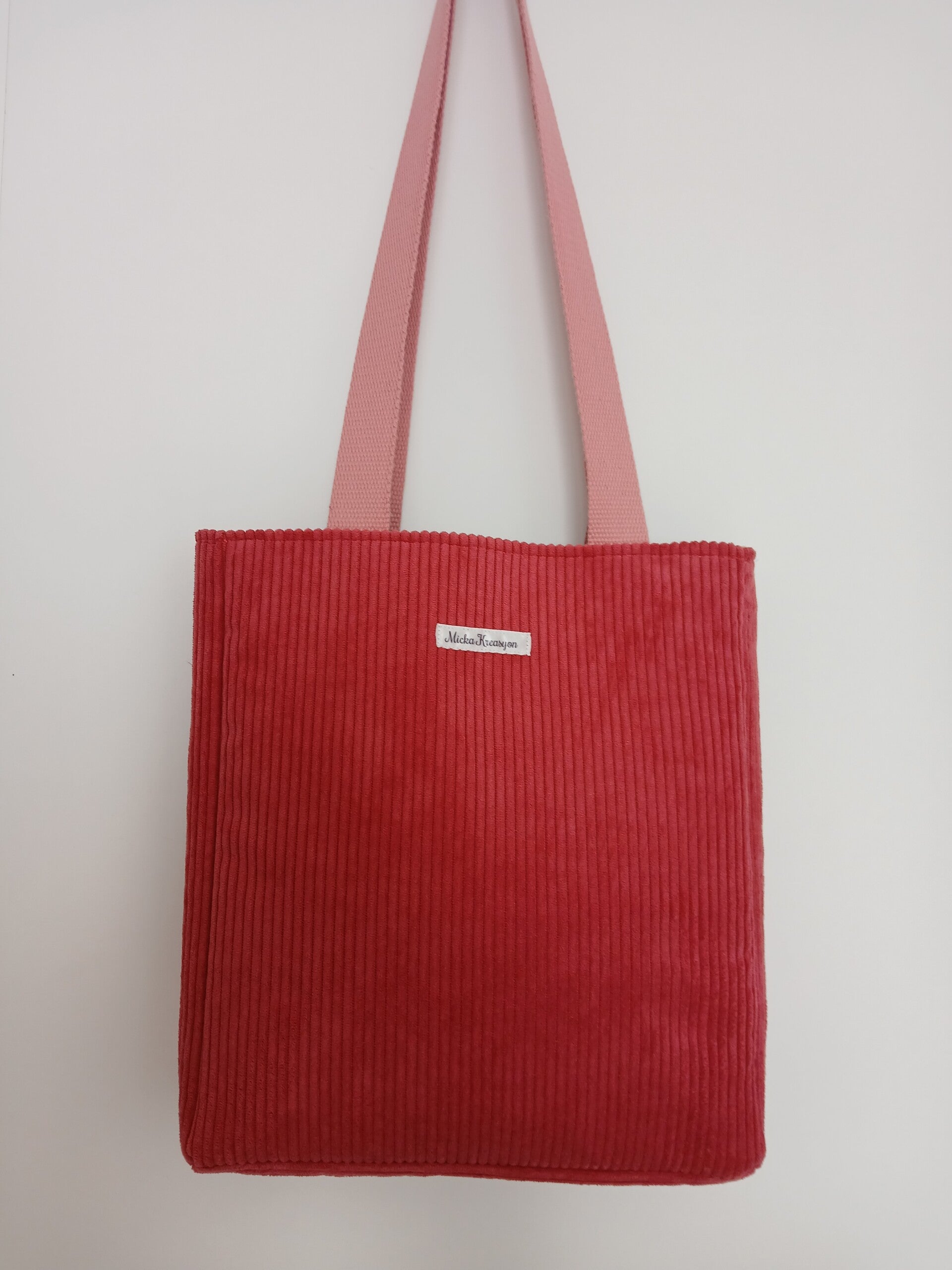 Sac en velours côtelé rose