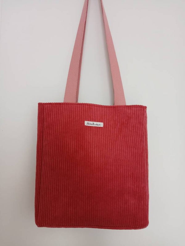 Sac en velours côtelé rose