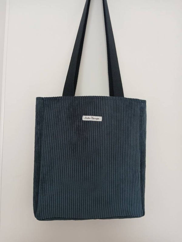 Sac en velours côtelé bleu marine