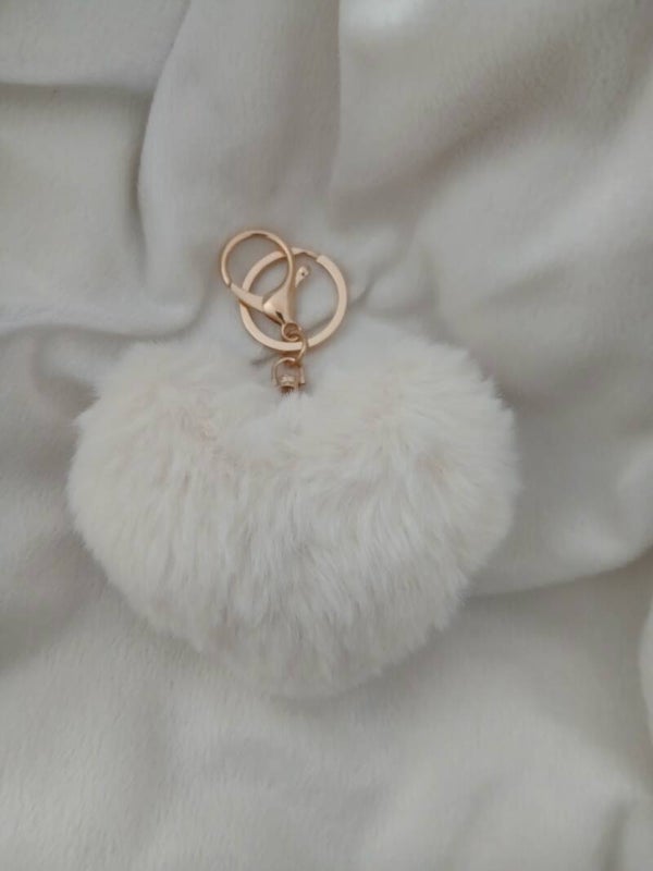 Porte- clés coeur beige