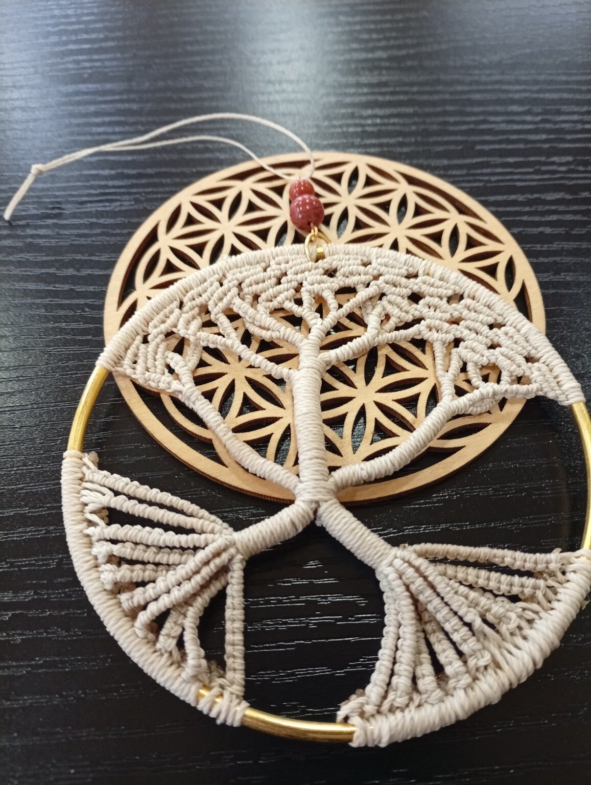 Macramé Arbre de Vie , accompagné d’une pierre naturelle de Jaspe Rouge ❤️