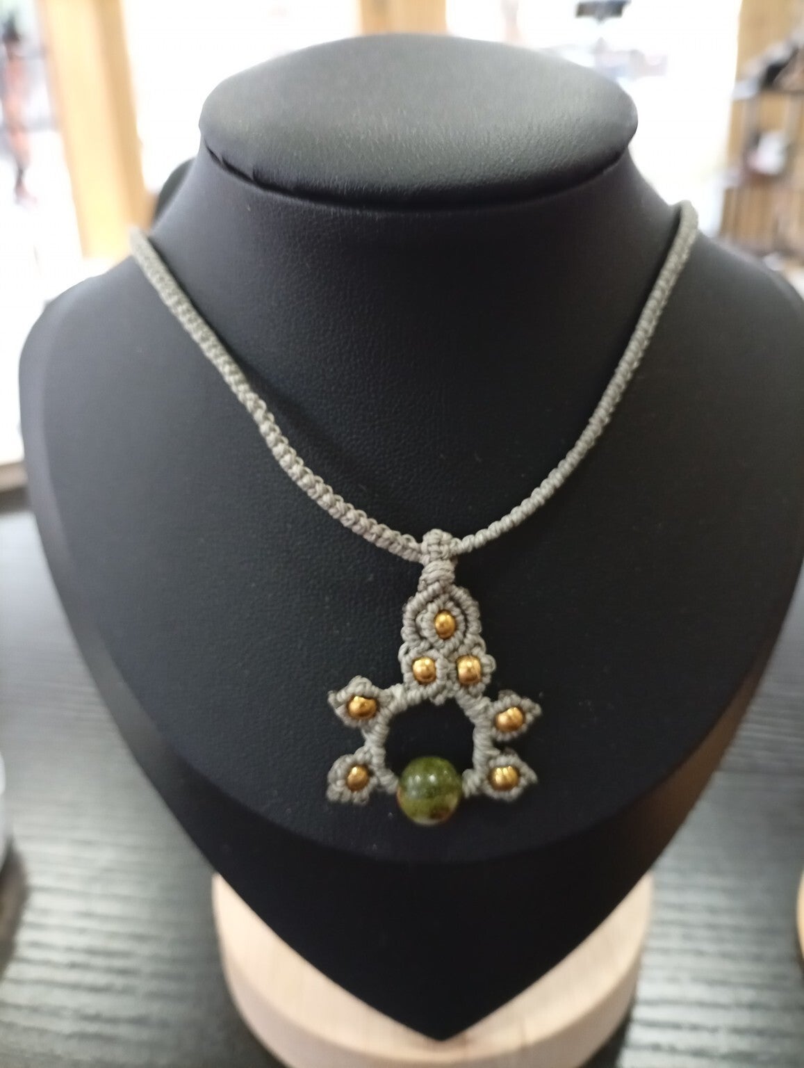 ✨ Collier micro-macramé – Unakite ✨