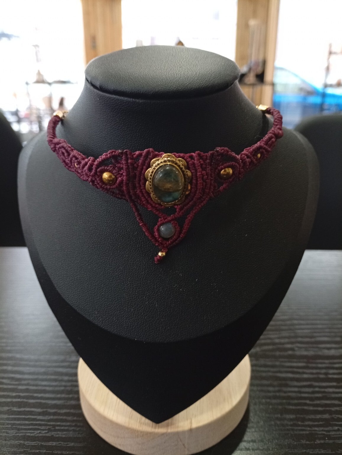 Collier micro-macramé en labradorite ✨