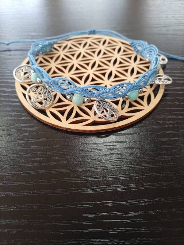 🌿 Chevillère en micro-macramé & Amazonite 🌿