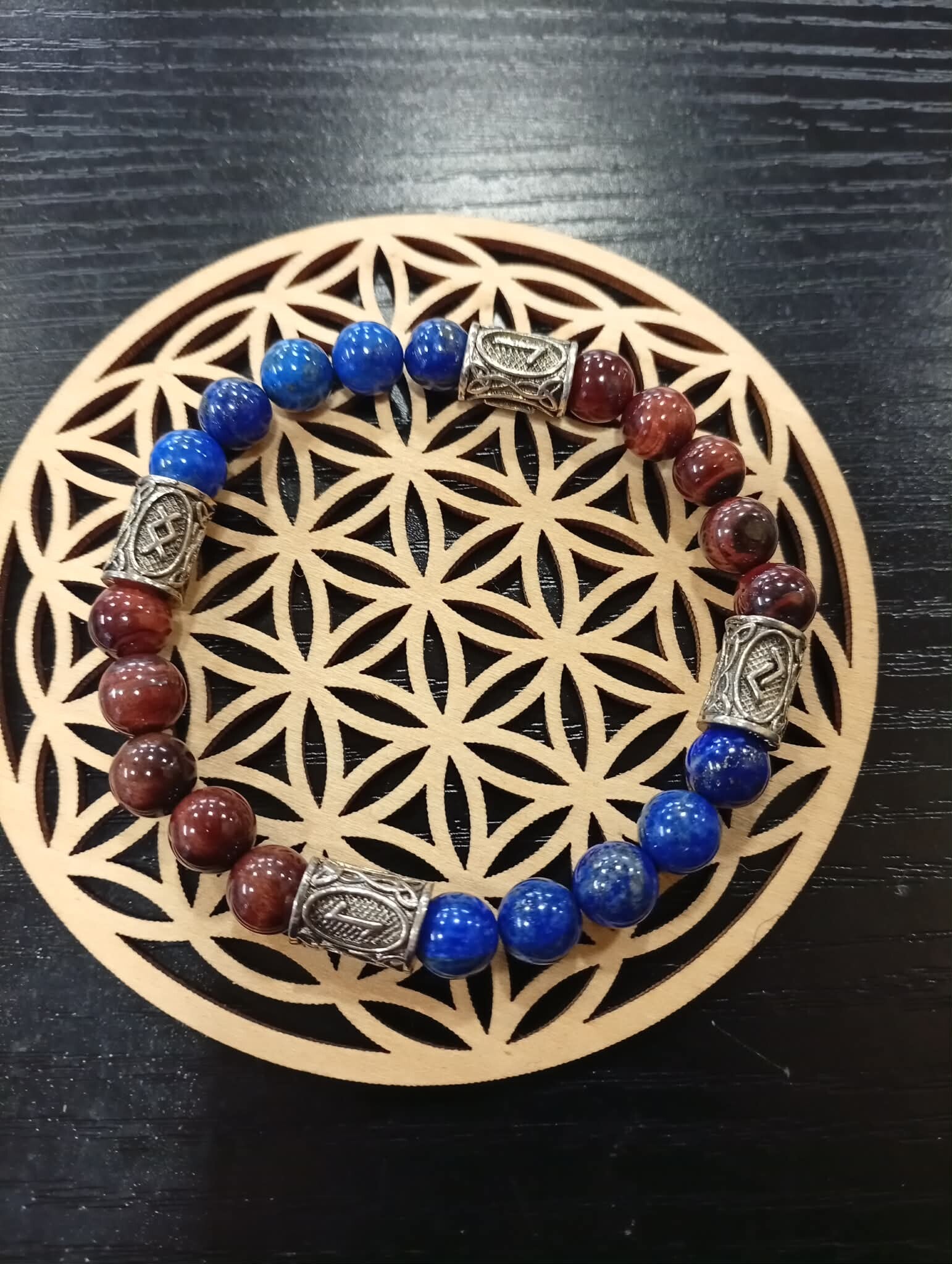 💙🟤 Bracelet Lapis Lazuli & Œil de Taureau — sagesse, protection et ancrage