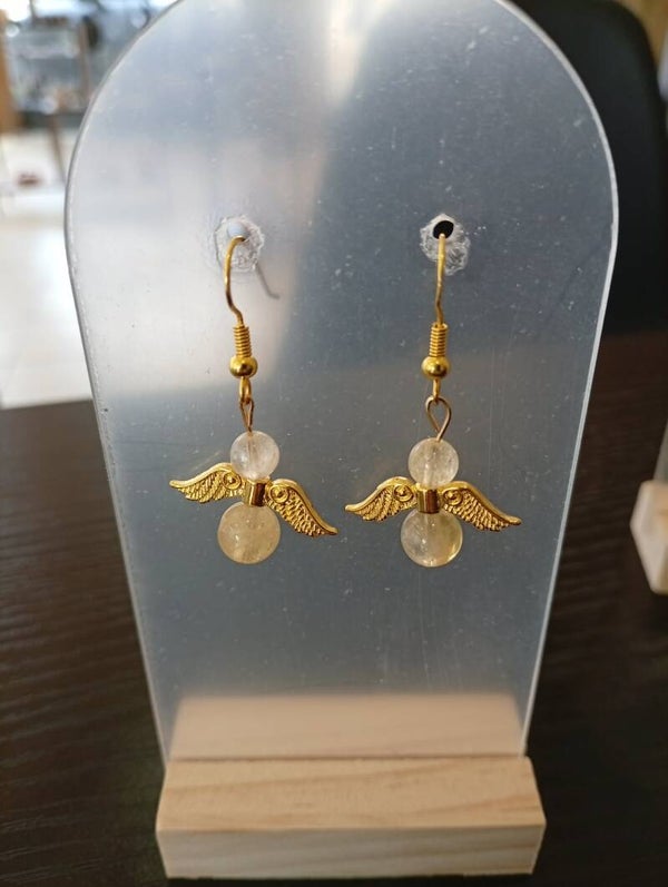 ✨ Boucles d’oreilles Ailes d’Ange & Citrine ✨