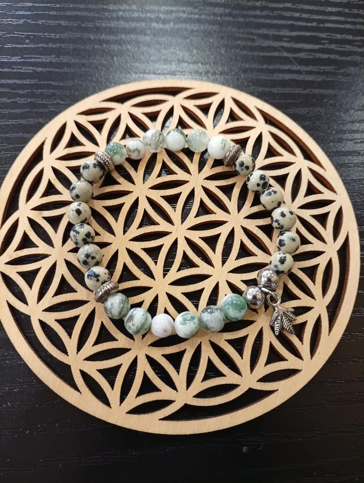 Bracelet Agate Arbre & Jaspe Dalmatien