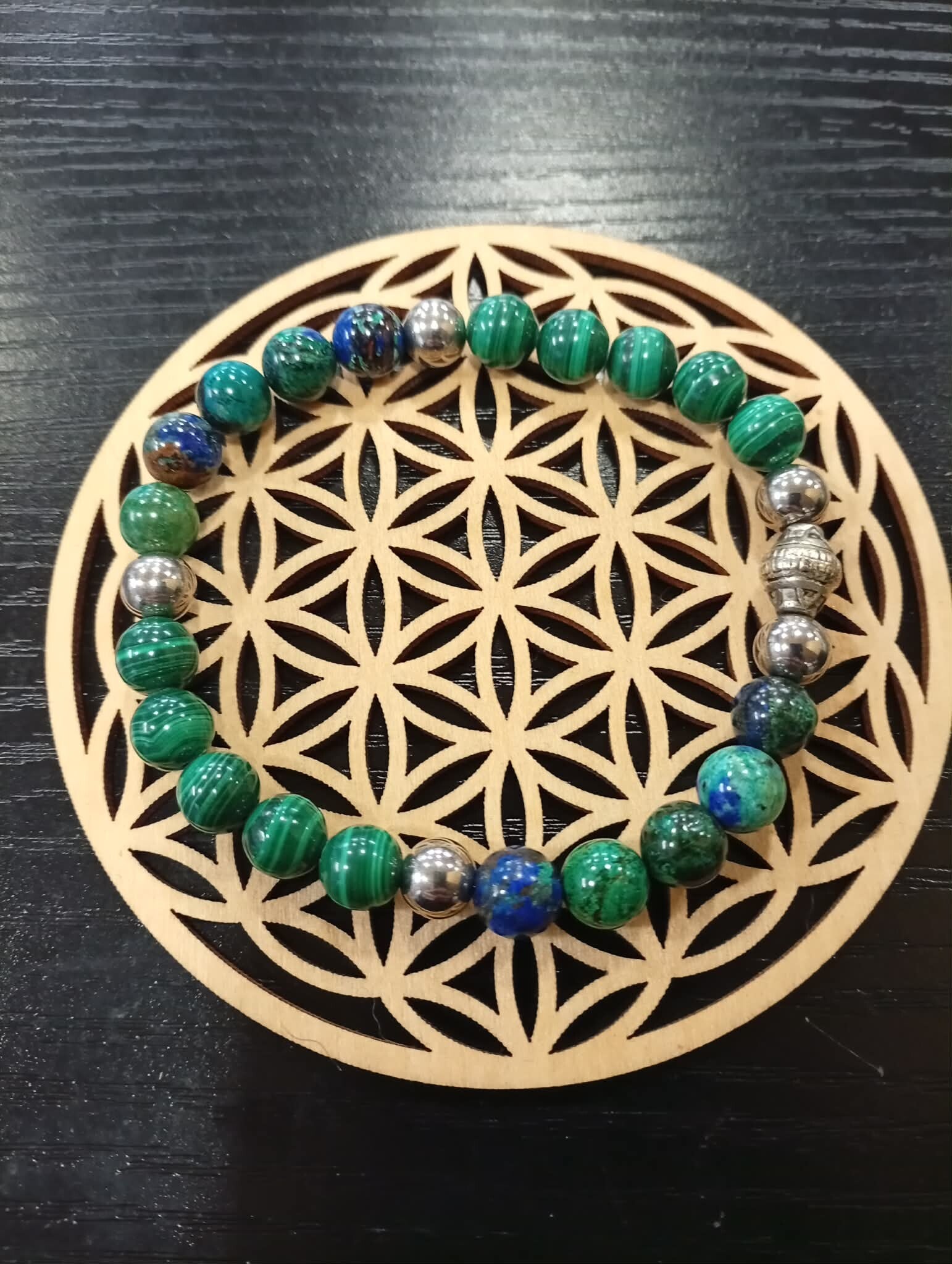 💚💙 Bracelet Malachite & Azurite — force, protection et clarté