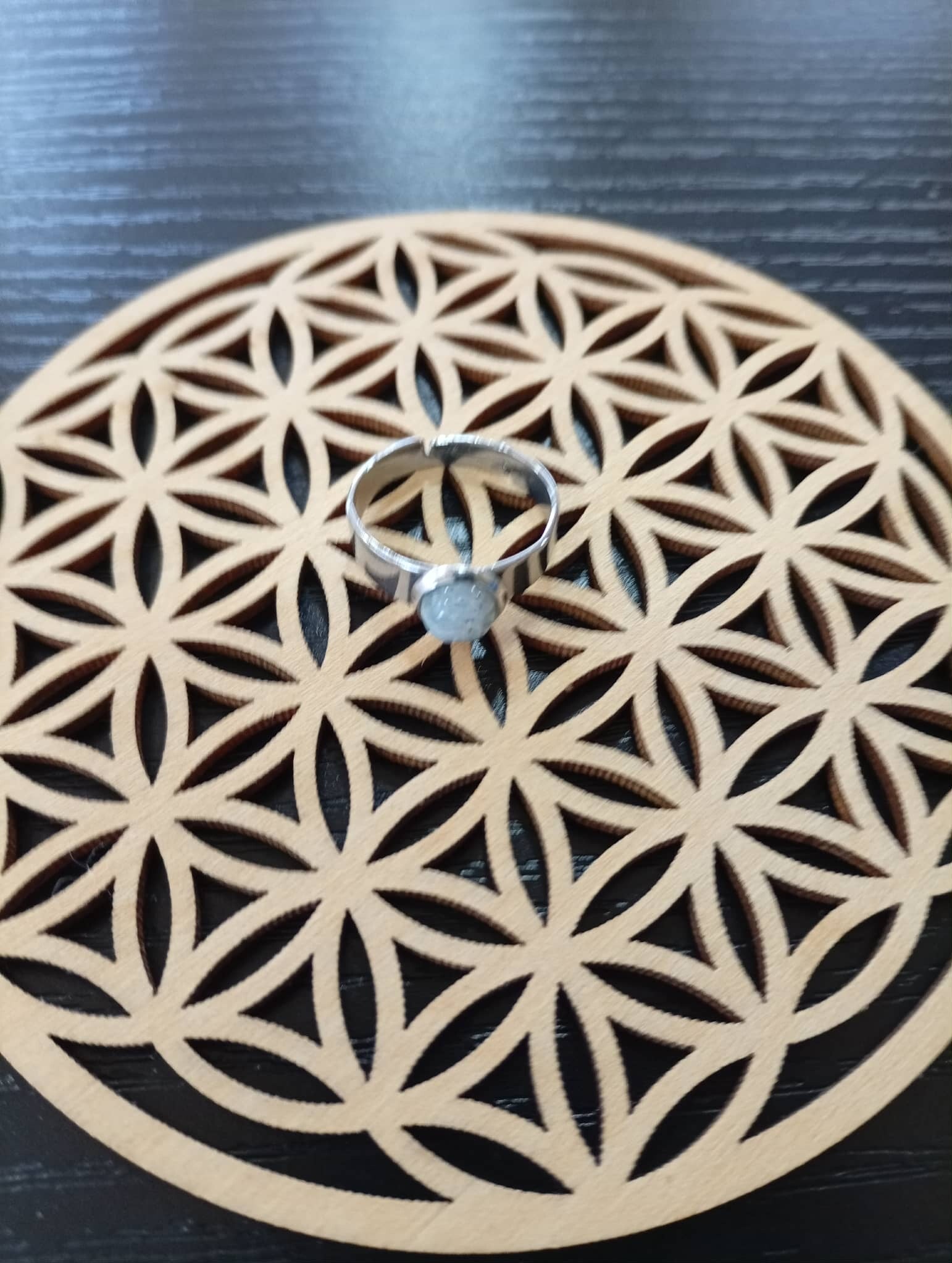 Bague Labradorite – Acier Inoxydable Argent ✨