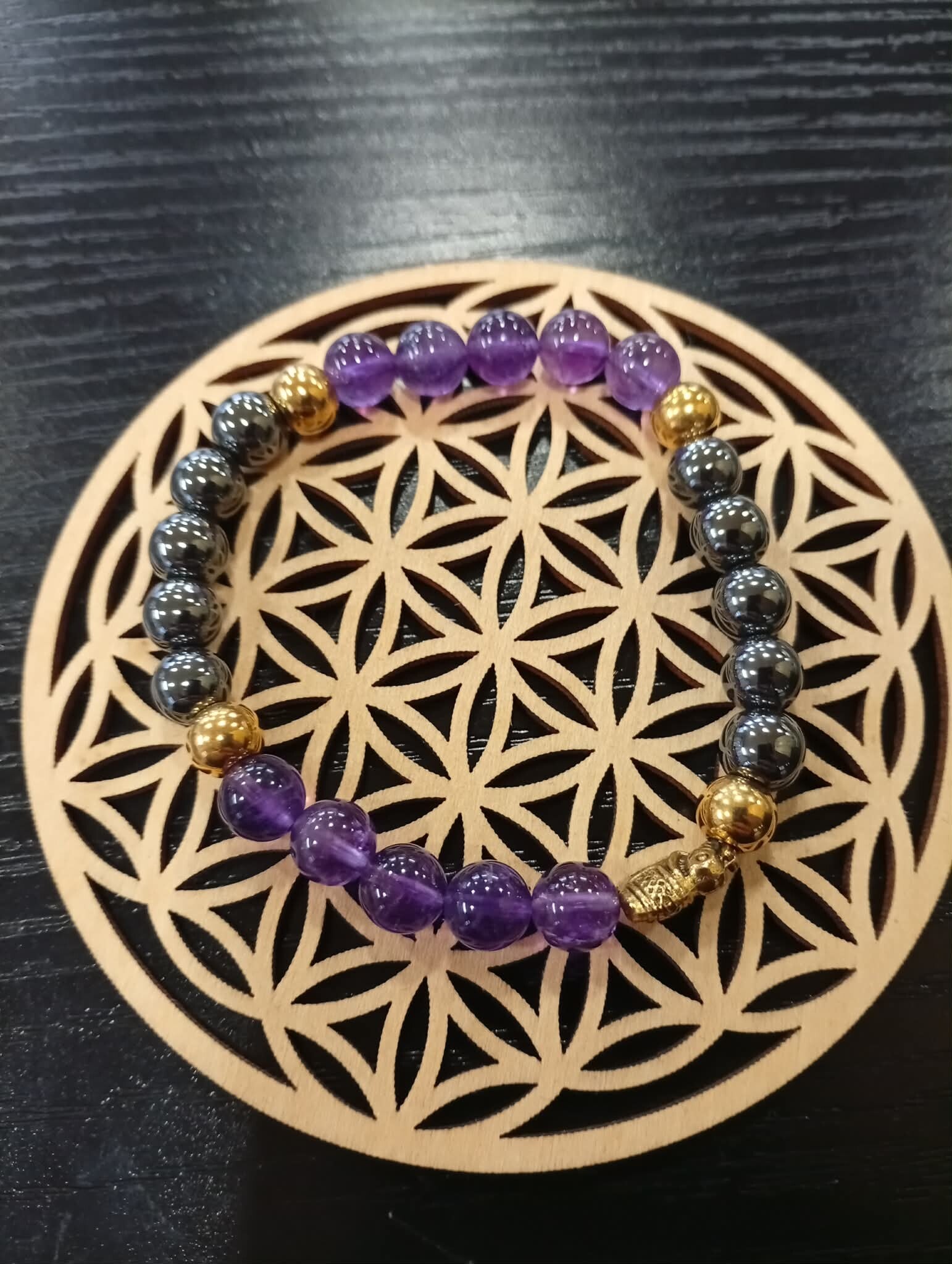 💜 Bracelet Améthyste & Hématite — sérénité, protection et esprit clair pour homme