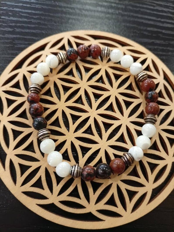 Bracelet Jaspe Acajou & Nacre