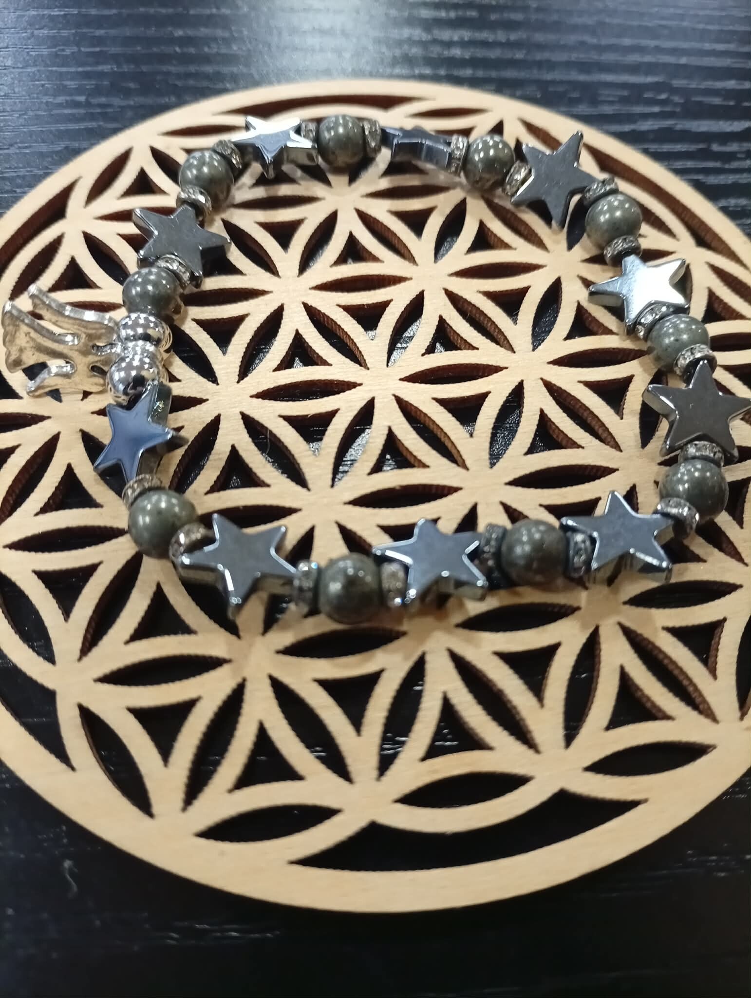 ⭐💛 Bracelet Hématite Étoile & Pyrite — protection, confiance et rayonnement