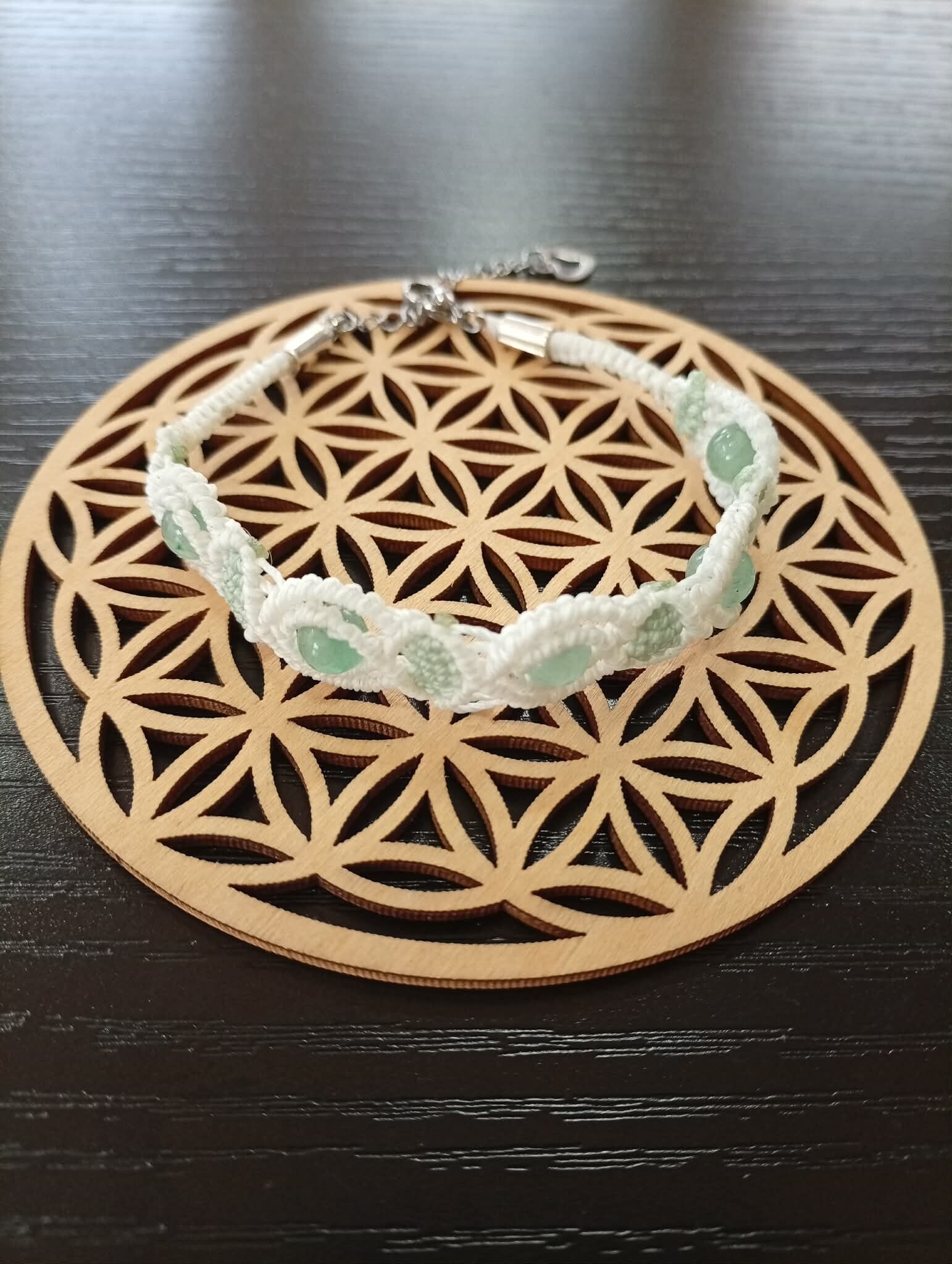 Bracelet Micro Macramé Aventurine Verte ✨