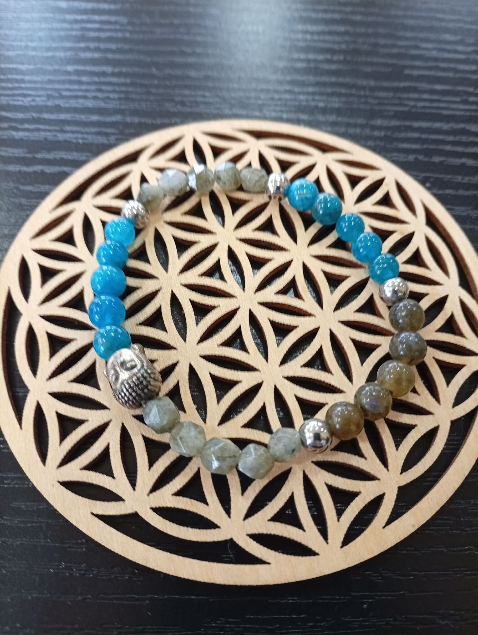 ✨ Bracelet Labradorite Maho, Labradorite & Apatite Bleue ✨