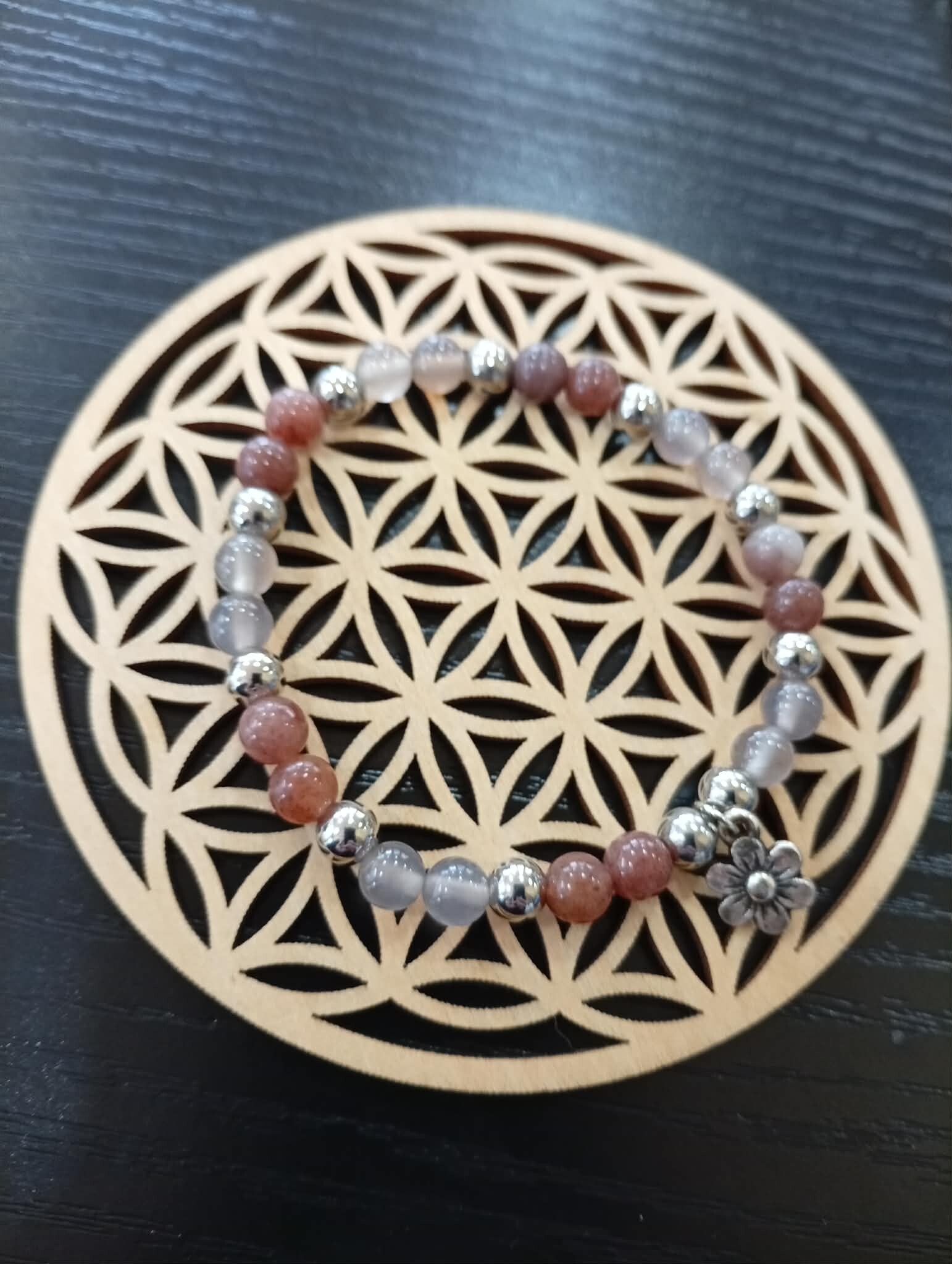 Bracelet Agate Grise & Aventurine Violette