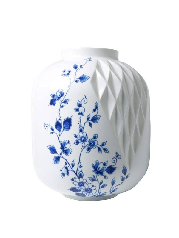 XL VAAS BLAUW VOUW - PORSELEIN - HEINEN DELFTS BLAUW