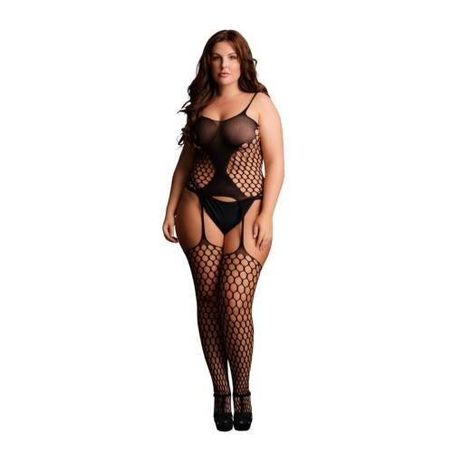 Le Desir - Jarretel Bodystocking van Fence Net - Queen Size