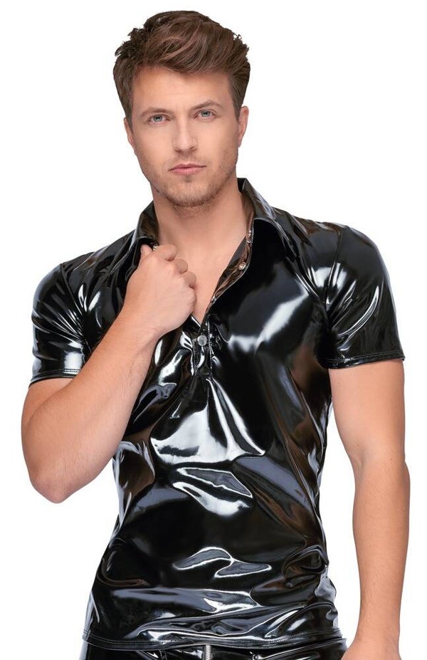 Vinyl Wetlook Poloshirt.