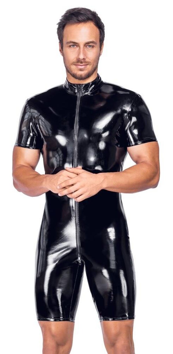 Korte Wetlook Vinyl Jumpsuit