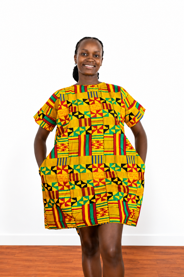Kente Ankara Backless Dress